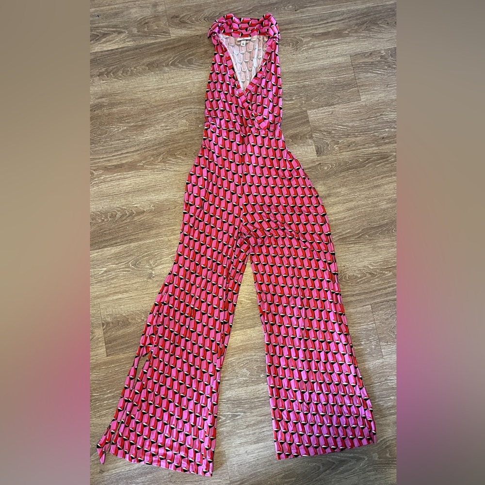 Diane Von Furstenberg for Target Pink & Black Geometric Wide-Leg Jumpsuit